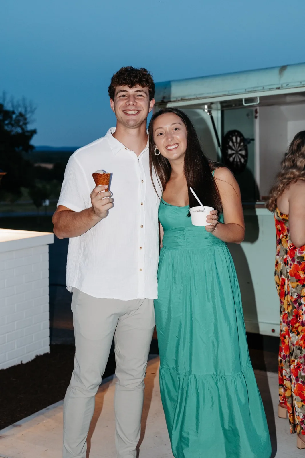 Guests enjoying ice cream from the Honeybean trailer